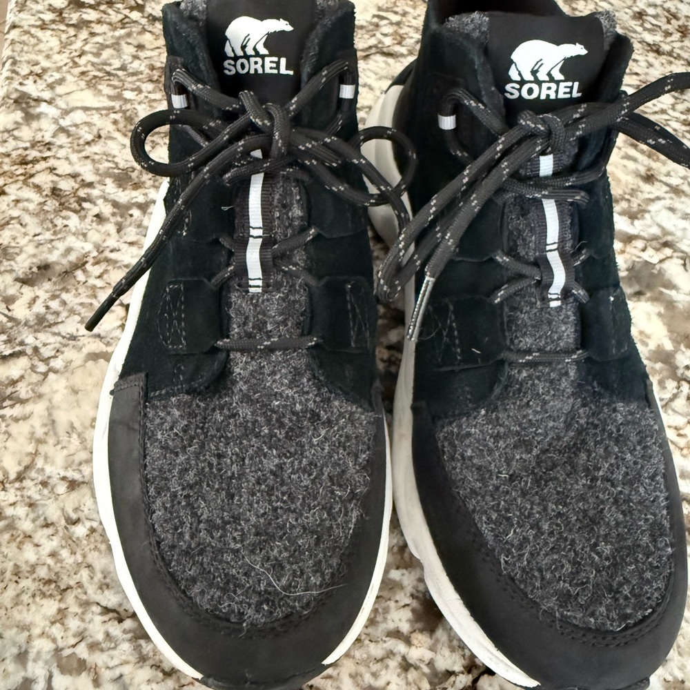 Sorel Black and Gray Lace-Up Winter Boots